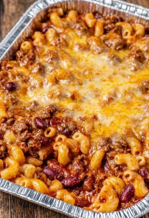 Oven Baked 3ingredients Chili Mac Casserole