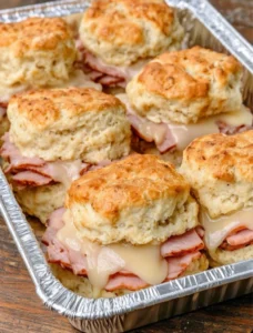 Oven Baked 3-Ingredients Ham and Swiss Biscuit Sliders