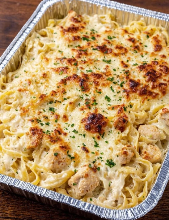 Ovenbaked 4ingredient Chicken Alfredo Bake