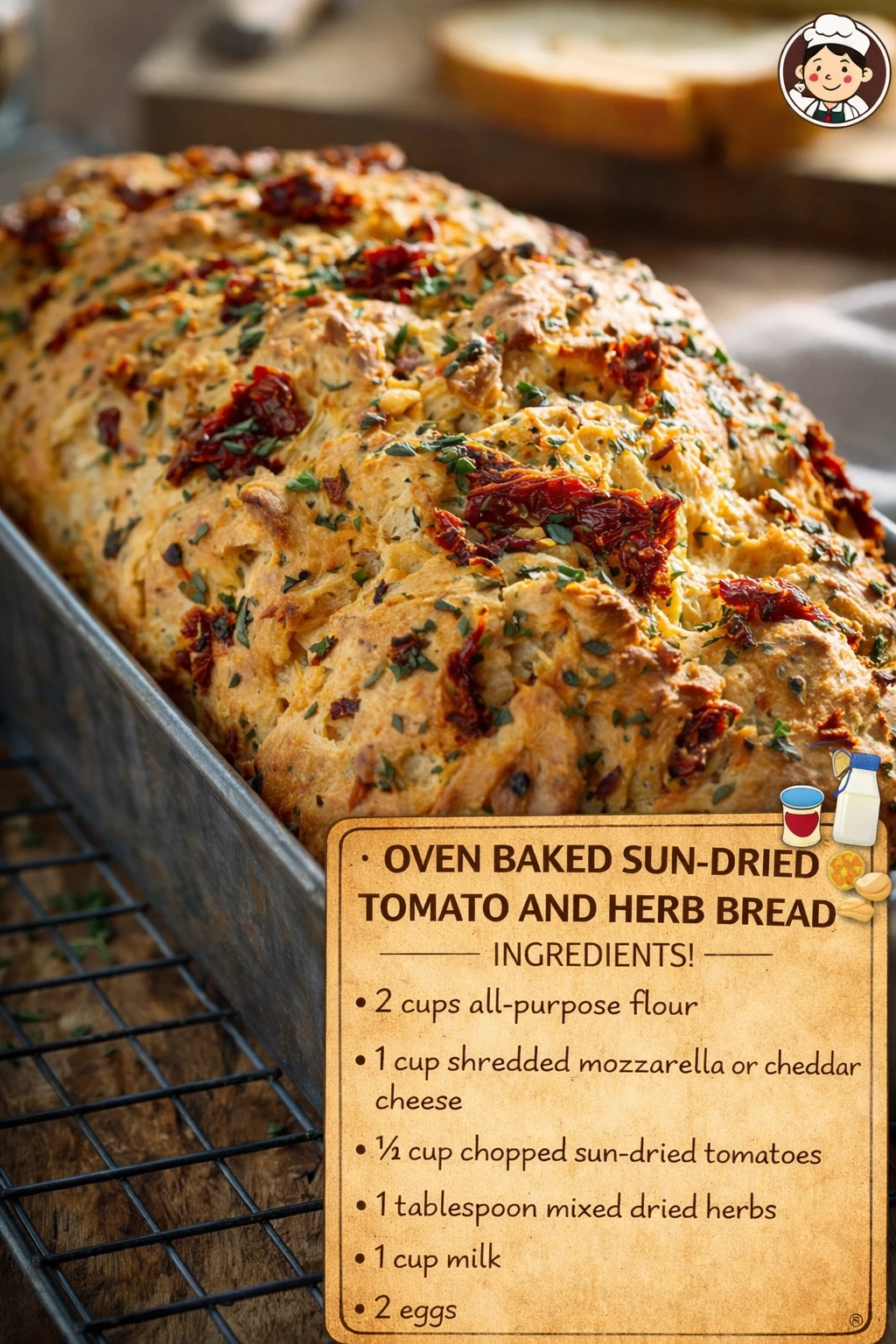 Oven Baked Sun-Dried Tomato and Herb Bread