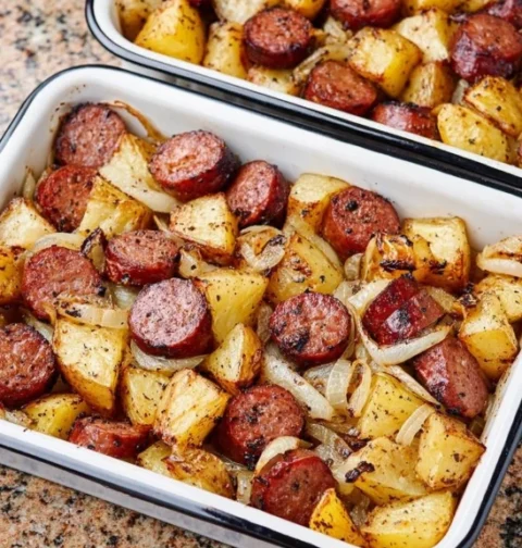 Sausage Potato Casserole Made Smoked Potatoes Onion