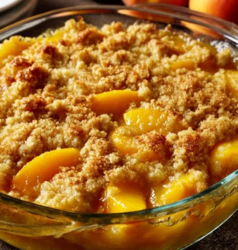 2ingredient Peach Cobbler Bake Glass Casserole