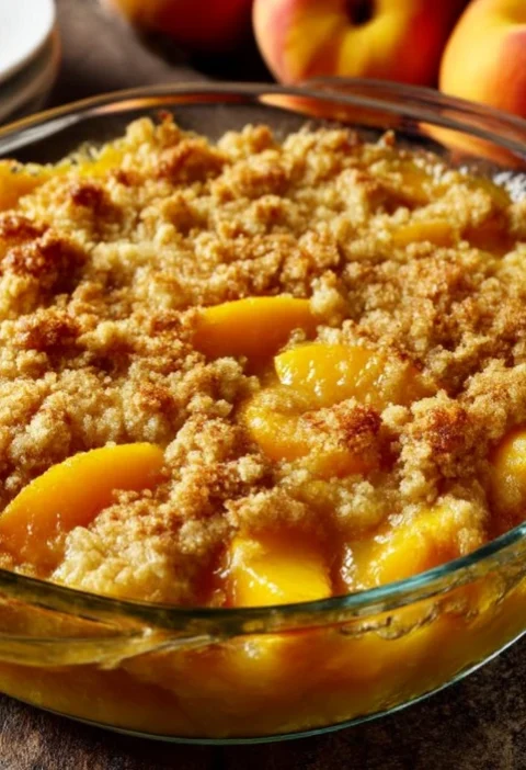 2ingredient Peach Cobbler Bake Glass Casserole