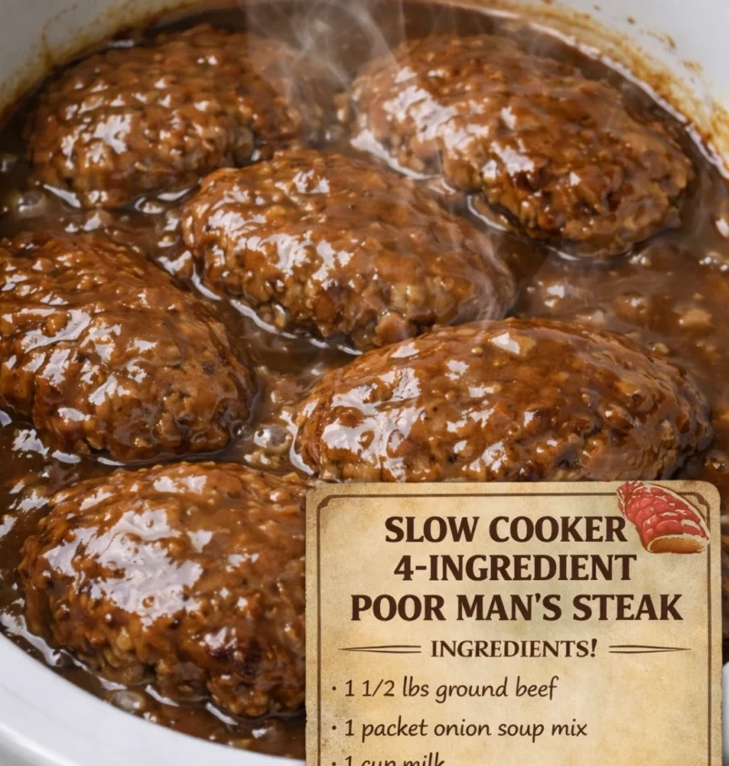 Slow Cooker 4ingredient Poor Mans Steak