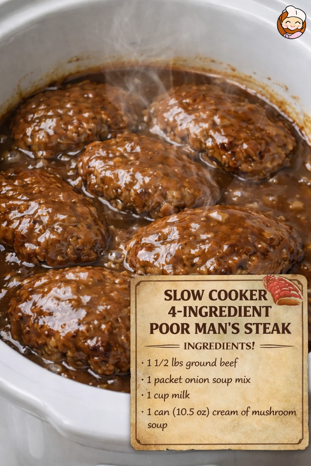 Slow Cooker 4-Ingredient Poor Man’s Steak