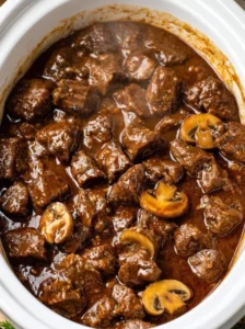 Slow Cooker 4-Ingredient Mushroom Beef Tips