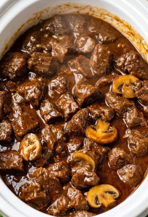 Slow Cooker 4ingredient Mushroom Beef Tips