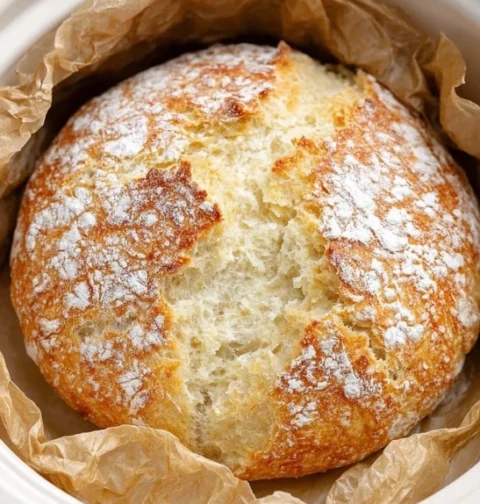 Slow Cooker 4ingredient Crusty Bread