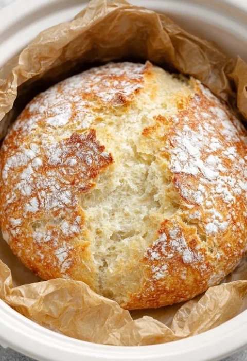 Slow Cooker 4ingredient Crusty Bread