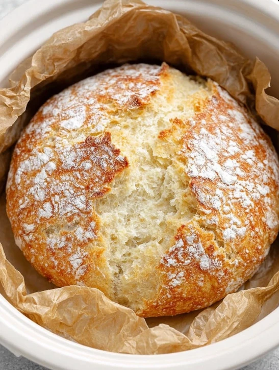 Slow Cooker 4ingredient Crusty Bread