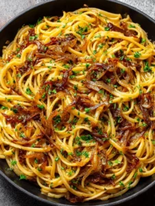 Slow Cooker Garlic Herb Linguine with Caramelized Onions
