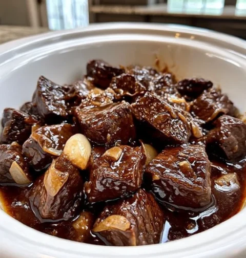 Slow Cooker Rosemary Balsamic Beef Tips
