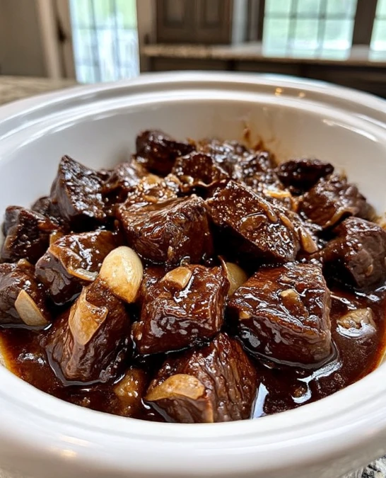 Slow Cooker Rosemary Balsamic Beef Tips