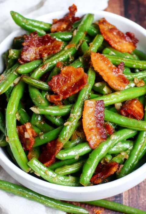 Tawnyas Garlic Butter Bacon Green Beans