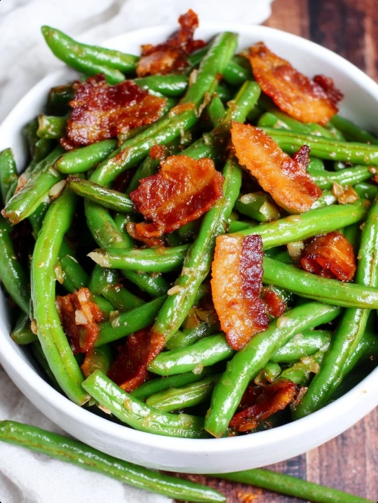 Tawnyas Garlic Butter Bacon Green Beans
