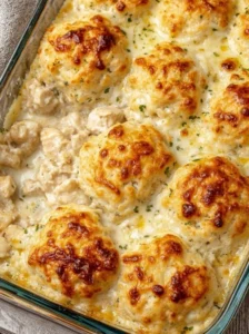 4-Ingredient Chicken Alfredo Biscuit Casserole