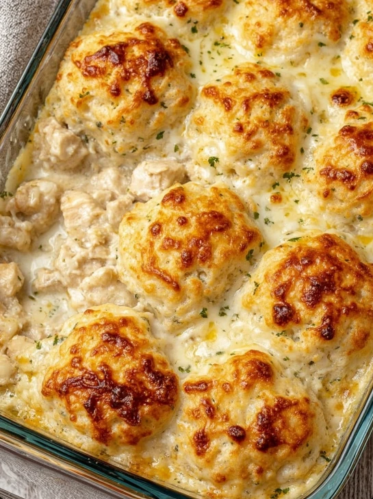 4ingredient Chicken Alfredo Biscuit Casserole