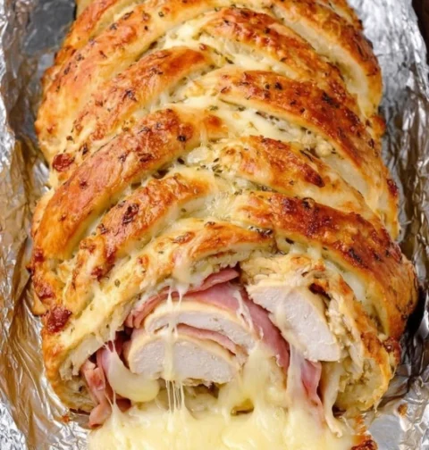 4ingredient Chicken Cordon Bleu Crescent Braid