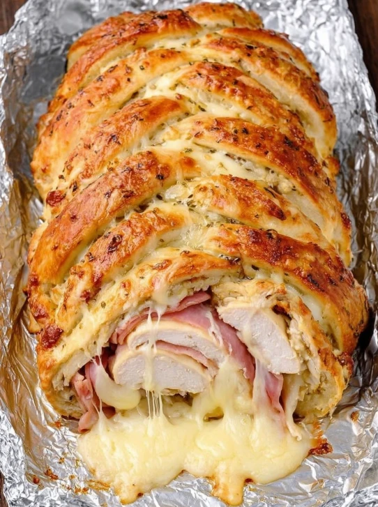 4ingredient Chicken Cordon Bleu Crescent Braid