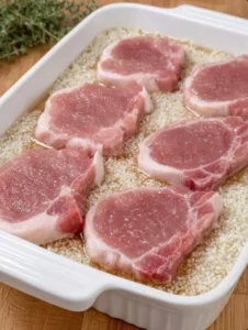 5-Ingredient Oven-Baked Pork and Rice Casserole