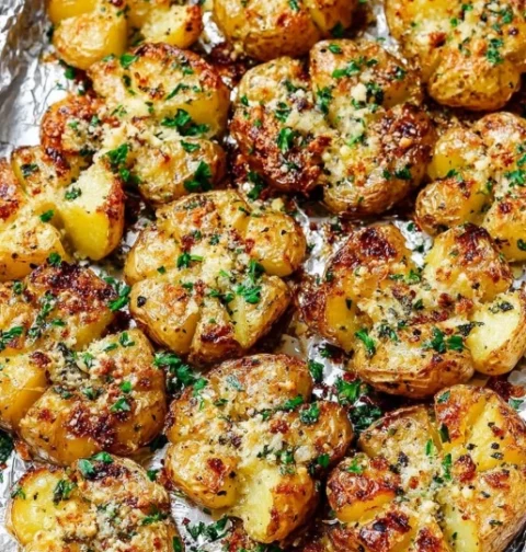 Ovenbaked 3ingredient Irish Butter Smashed Potatoes