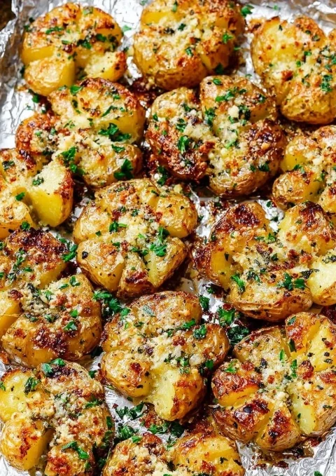 Ovenbaked 3ingredient Irish Butter Smashed Potatoes