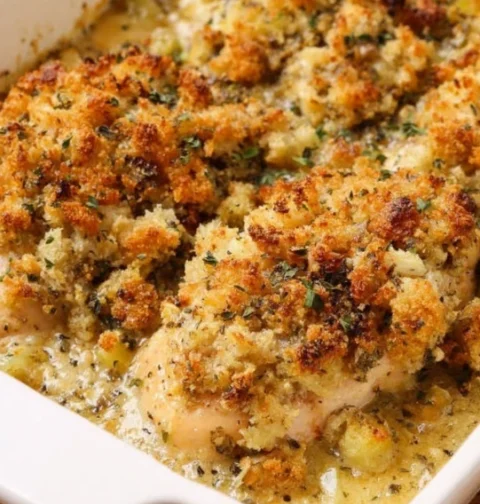 Oven Baked 4ingredients Savory Stuffing Chicken