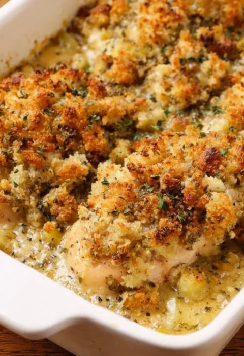 Oven Baked 4ingredients Savory Stuffing Chicken