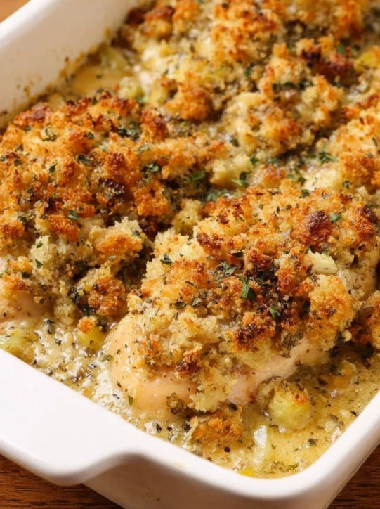 Oven Baked 4ingredients Savory Stuffing Chicken