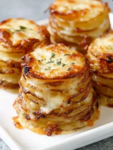 Oven-Baked 4-Ingredient Cheesy Potato Stacks