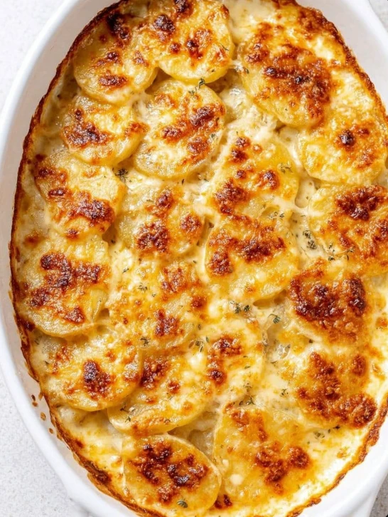 Oven Baked Amish Cheesy Au Gratin Potatoes