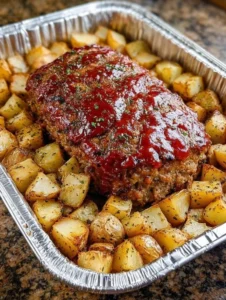 Simple Oven-Baked Meatloaf and Potatoes