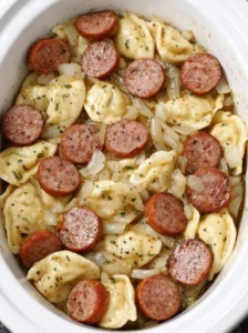 Slow Cooker 4-Ingredient Sausage and Pierogies