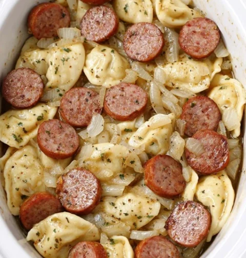 Slow Cooker 4ingredient Sausage Pierogies