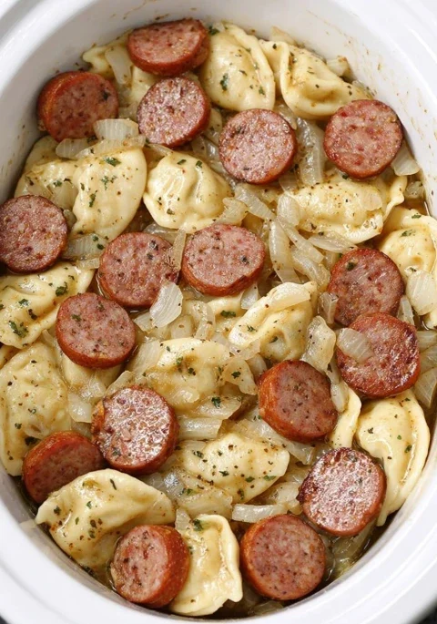 Slow Cooker 4ingredient Sausage Pierogies