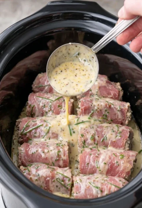 Slow Cooker Pork Tenderloin Tarragon Cream
