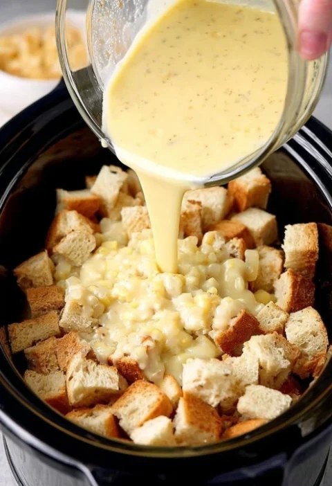 Slow Cooker White Chocolate Macadamia Bread Pudding