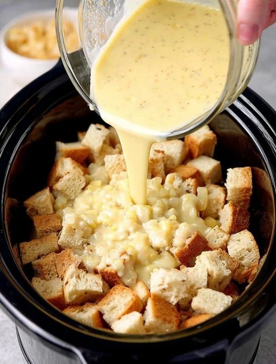 Slow Cooker White Chocolate Macadamia Bread Pudding