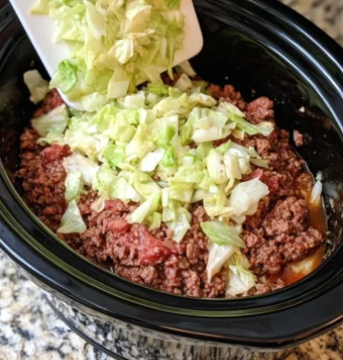 Cabbage and Ground Beef Slow Cooker Dish