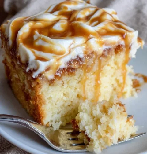 Caramel Cream Cheese Poke Cake