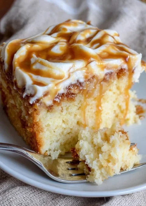 Caramel Cream Cheese Poke Cake