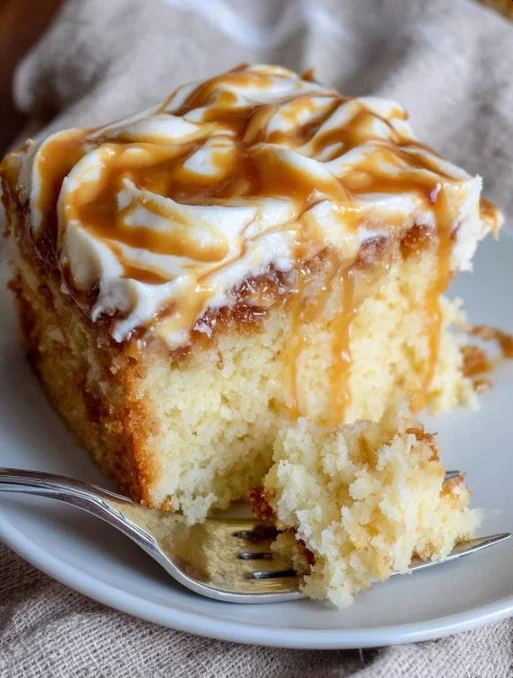 Caramel Cream Cheese Poke Cake