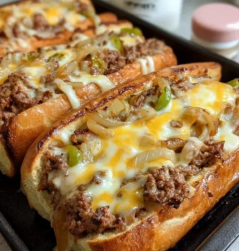Cheesy Beef Hot Dog Buns