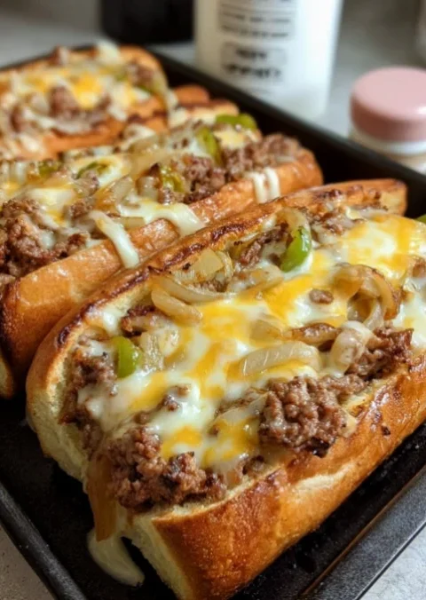 Cheesy Beef Hot Dog Buns