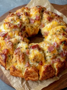 Cheesy Ham and Bread Wreath