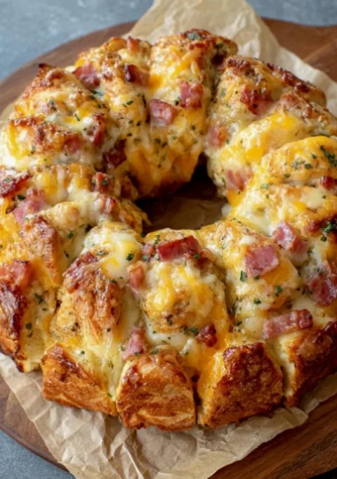 Cheesy Ham and Bread Wreath