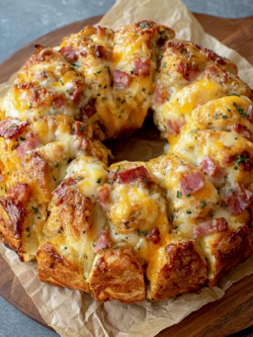 Cheesy Ham and Bread Wreath