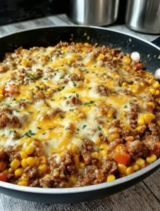 Cheesy Ranch Beef & Rice Skillet