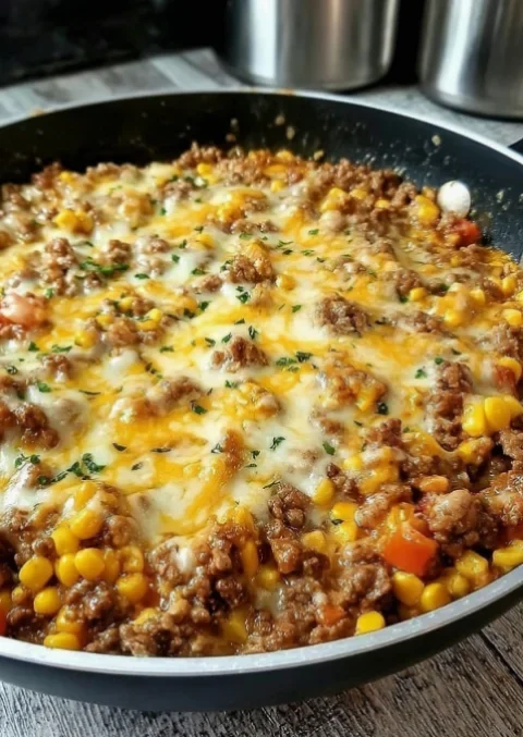 Cheesy Ranch Beef & Rice Skillet