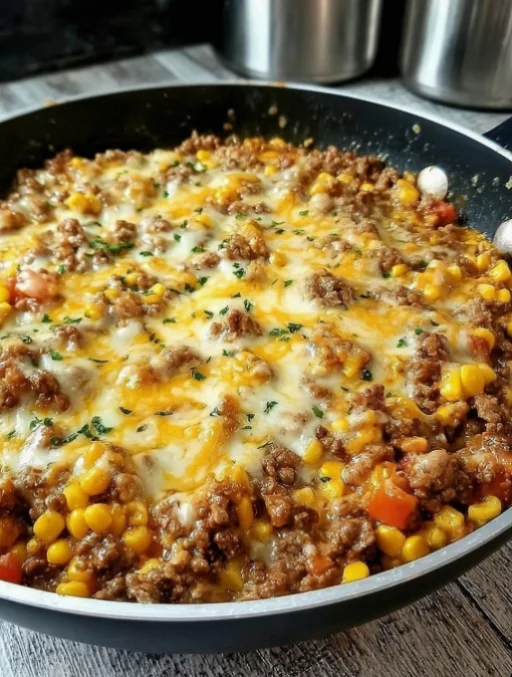 Cheesy Ranch Beef & Rice Skillet